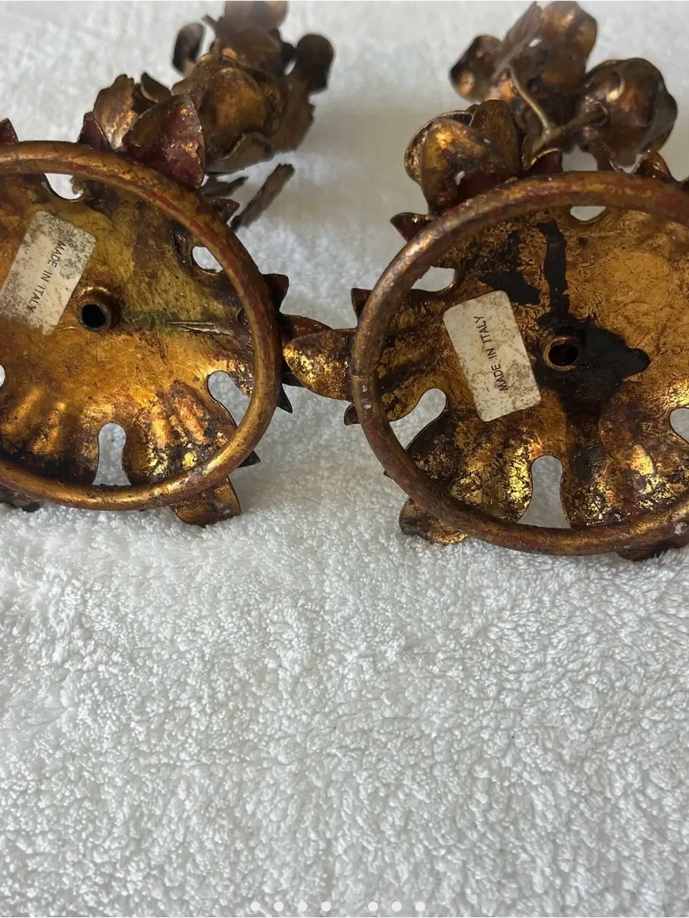 Antique Italian Gilded Gild Candlestick Pair